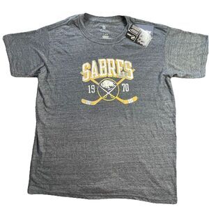 Buffalo Sabres Shirt Men’s Large Grey NHL Hockey Distressed Look Pullover Lg New